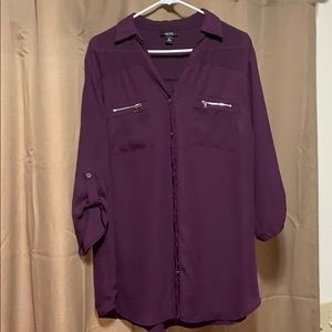 Purple Button-Up Blouse